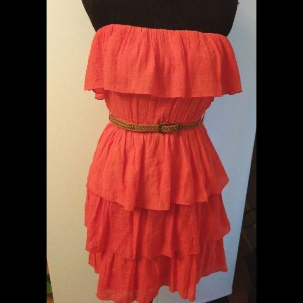 BY AND BY LADIES ORANGE OFF THE SHOULDER DRESS